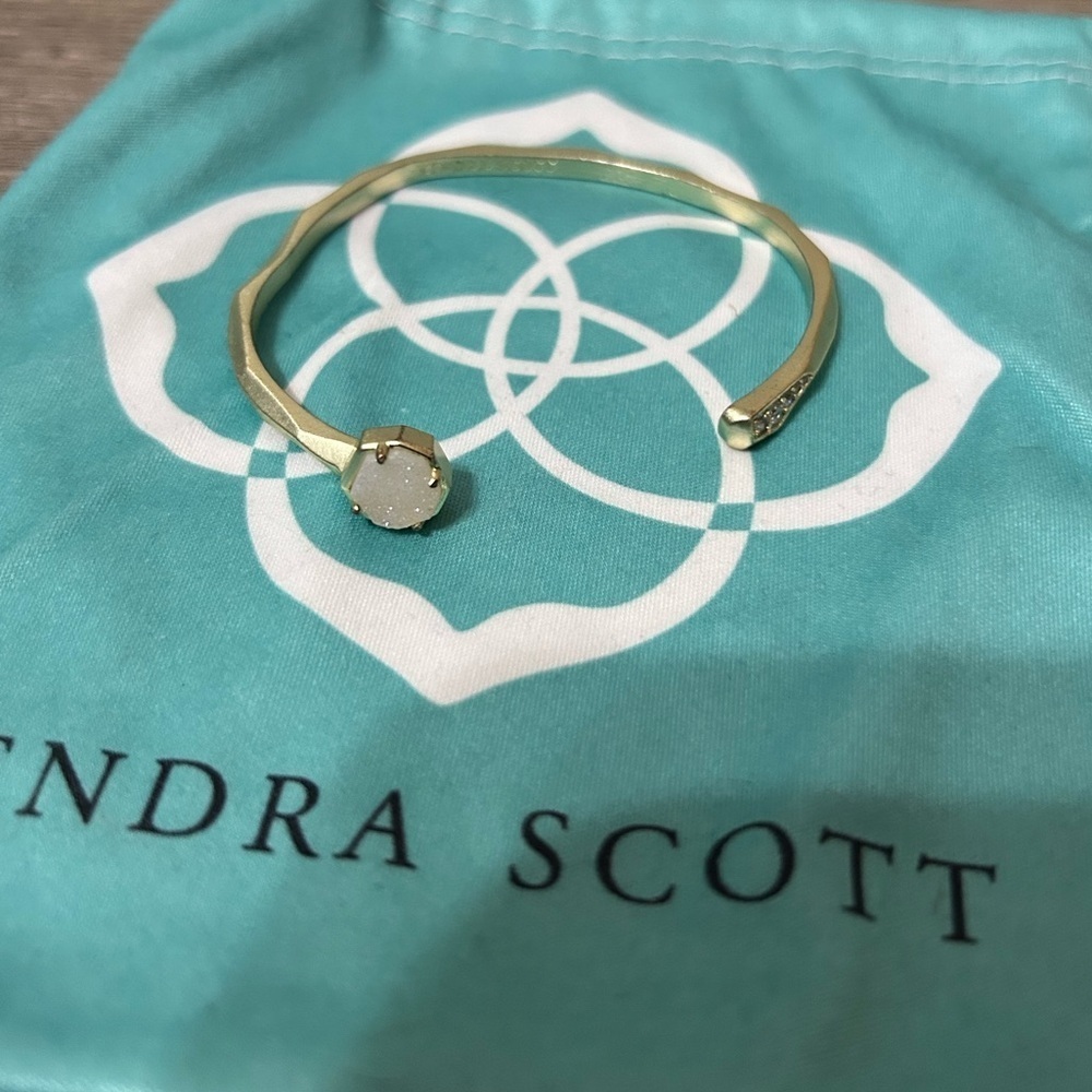 Kendra Scott Gold Tone white Druzy Stone Bling Cuff Bracelet